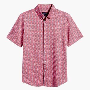 Mizzen + Main Short Sleeve Shirt Men Size Medium Red Floral Halyard Performance